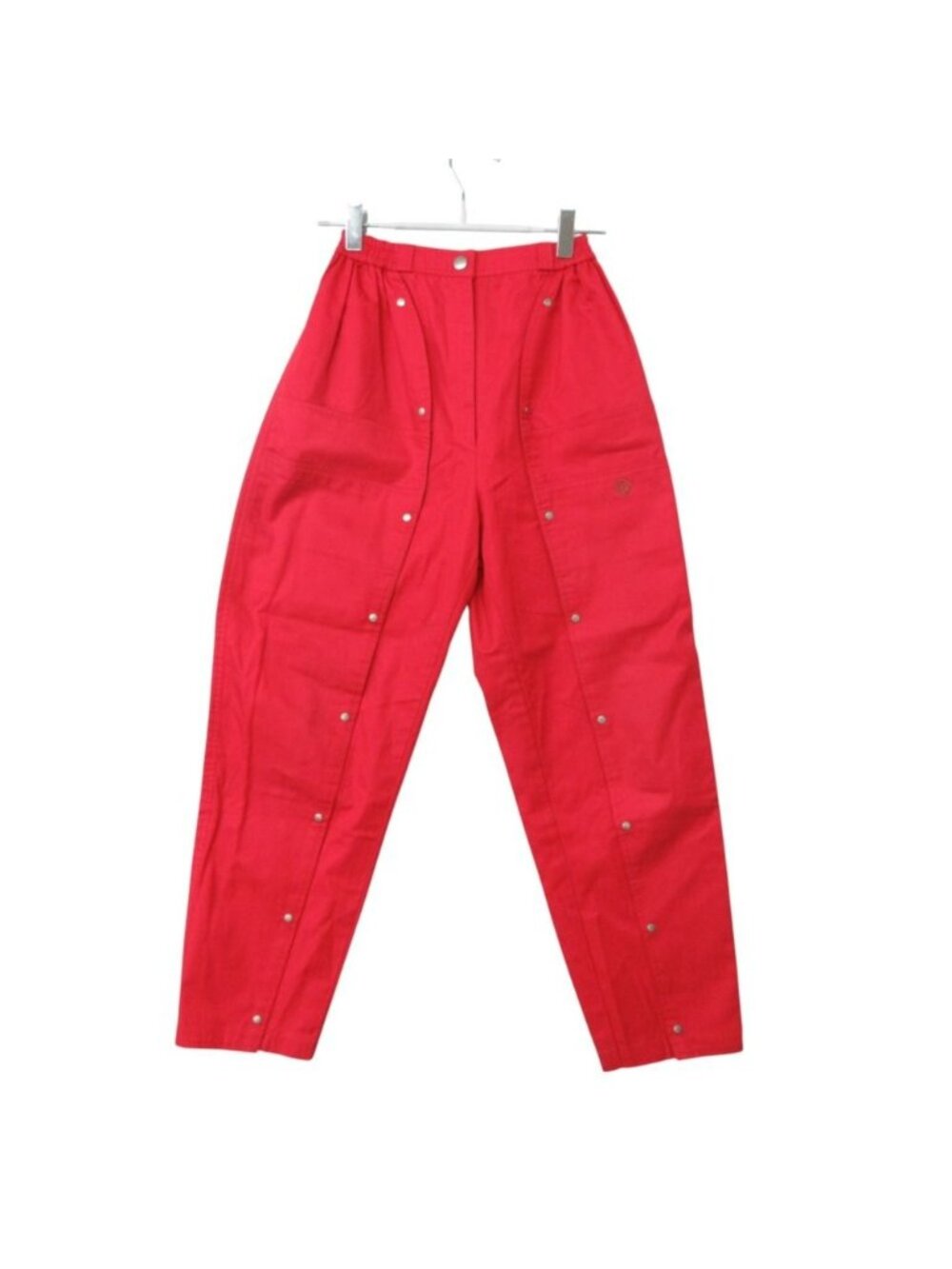 Dior Vintage Pants Tapered Button Design Logo Embroidery Red